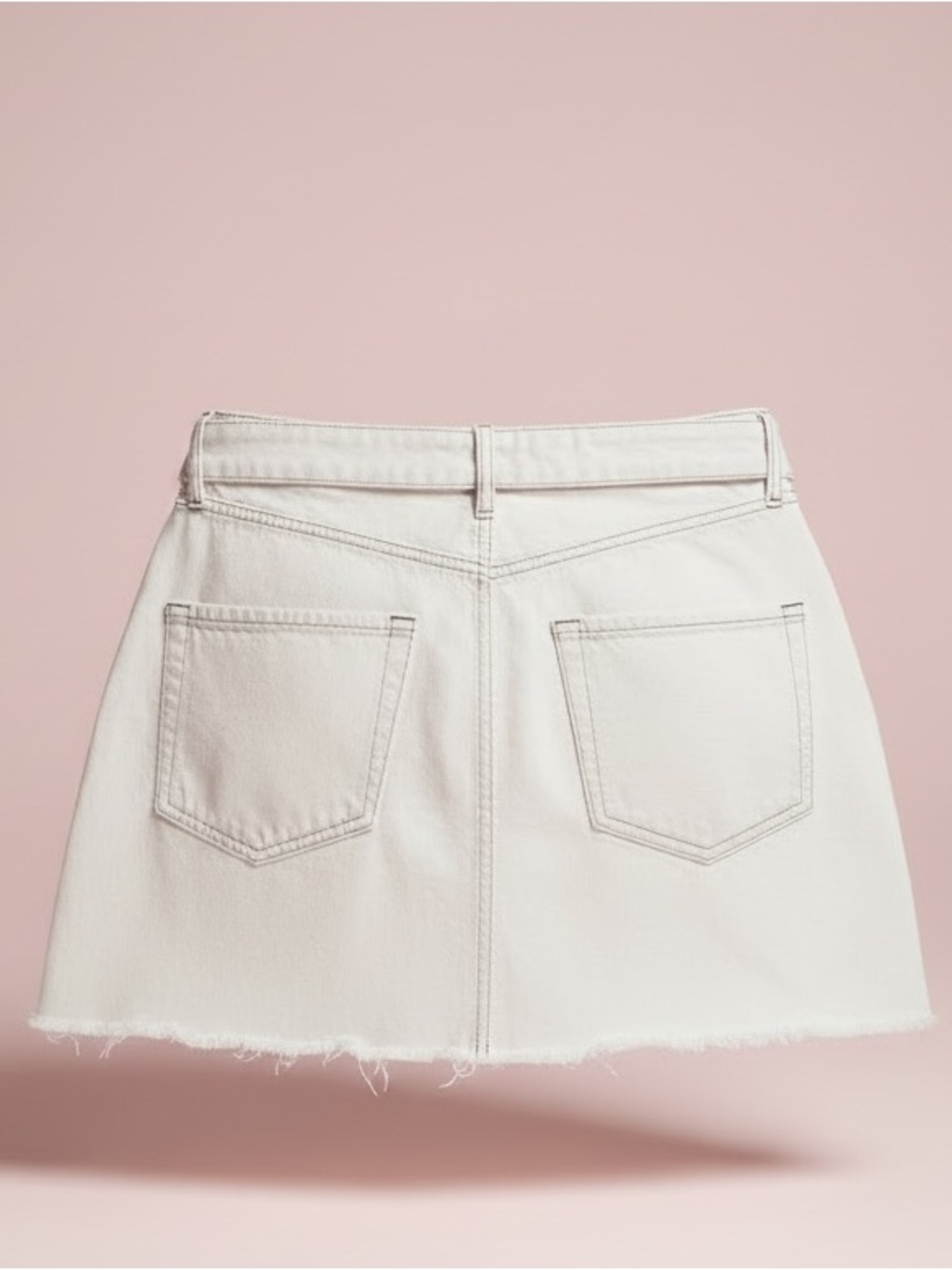 Abercrombie & Fitch Belted White Denim Mini Skirt 100% Cotton Sz 8/29 Festival - Picture 3 of 7